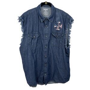 Black Canyon Outfitters Men's Painted Trucker Denim Vest Shirt Size 3XL